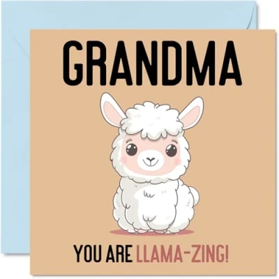 Imagen de tarjetas de cumpleaños para abuela Llama Zing Divertida tarjeta feliz parte nieto nieta, regalos gran cumpleaños, felicitación broma 145 mm x