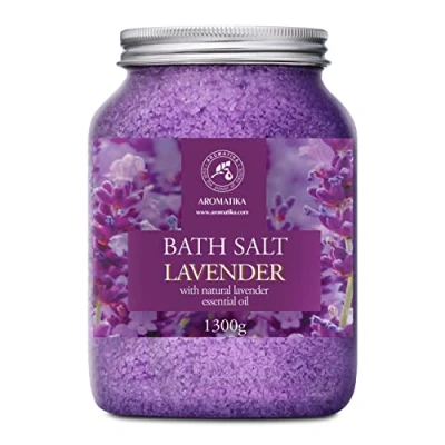 Imagen de Sales de Baño Lavanda 1300g Marinas con 100% Natural Aceite Esenciale son Buenas para Dormir Reducción Estrés Baños Cuidado Corporal Relajación Aromaterapia