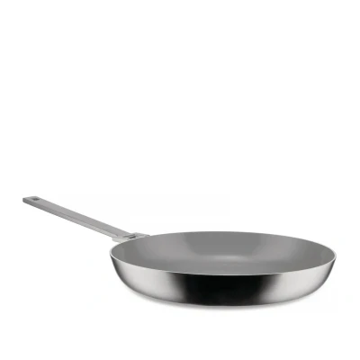 Imagen de Alessi Convivio DC110/28 Cacerola de Mango Largo en Trilamina, Apta para Inducción, Acero Inoxidable y PVD, Revestimiento Cerámico Interno Antiadherente, 28 cm, Satinado