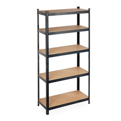 Imagen de Relaxdays 2 Estanterías Metálicas, 5 Baldas, 180 x 90 40 cm, Resisten 875 kg c/u, Cargas Pesadas, Acero y MDF, Taller, Negro