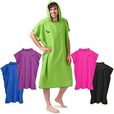 Imagen de Toalla de Poncho Surf Mujer, Hombre con Capucha Deportes acuáticos, Natación, Buceo, Campamento, Festivales Color: Verde Azul Oscuro, Tamaño: L
