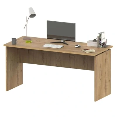Imagen de Muebles Pitarch Mesa Despacho, Escritorio grande de Estudio Ordenador, Oficina, Roble Gold, 76x155x68cm (alto x ancho fondo) Moderna modelo Rívoli