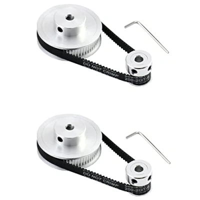 Imagen de QWORK® Juego de Polea Sincronizacion GT2 para Impresora 3D, 20 &amp; 60 Dientes 5mm Alesaje Rueda y Longitud 200 mm Ancho 6 Cinturón, 2 Juegos