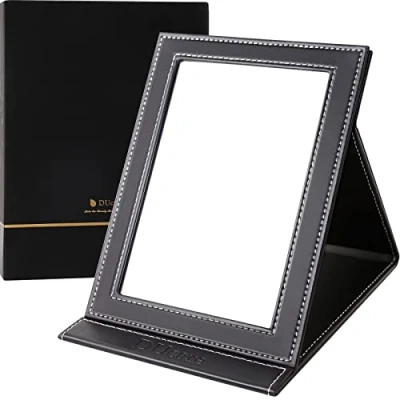 Imagen de DUcare Espejo de Maquillaje Escritorio (20 x 15 cm),Espejo Plegable Viaje Mano con Soporte,para Viajar, fácil Llevar,para Maquillaje, Afeitado y Cuidado Facial