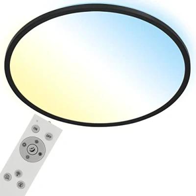 Imagen de BRILONER lámpara de techo LED CCT, retroiluminada, ultraplana, regulable, control remoto, blanco cálido, neutro, frío, 480x30mm