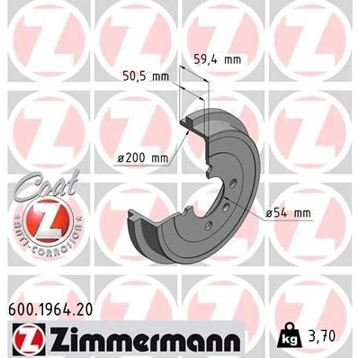 Imagen de ZIMMERMANN COAT Z 600.1964.20 Tambor de Freno 240 SEAT: Córdoba I Berlina, Ibiza 2, Arosa, VOLKSWAGEN: Polo III Hatchback norauto, oscaro, mister auto