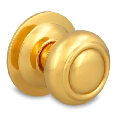 Imagen de Amig Pomo Redondo para Puertas Exteriores de Entrada tirador Puerta Principal del Hogar Diámetro Ø70 mm Latón pulido Dorado Incluye Tornillo y Tuerca Fijación