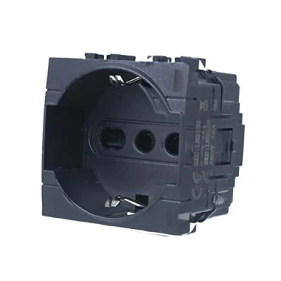 Imagen de Toma Schuko 2P + T 16 A, compatible con Bticino Living Light (1 unidad, negro)