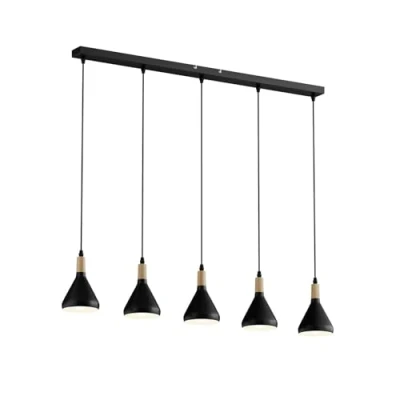 Imagen de lámpara colgante &#039;Arina&#039; (Moderno) en Negro hecho de Metal e.o. para Salón &amp; Comedor (5 llamas, E14) Lindby colgante, lámpara, techo, techo