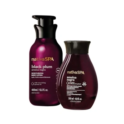 Imagen de O Boticário Nativa SPA Ciruela Negra Set Regalo Cuidado de la Piel con 2 Productos Crema Hidratante Corporal 400ml y Aceite Perfumado 200ml