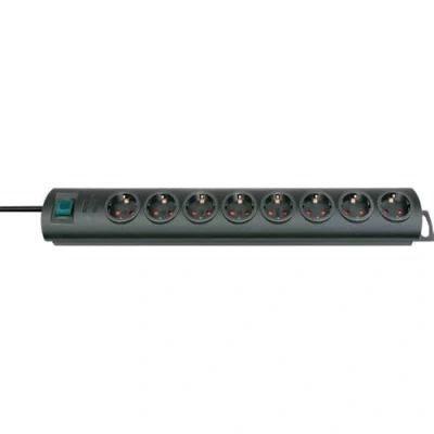 Imagen de Brennenstuhl Regleta Enchufes con 8 tomas corriente y interruptor (cable de 2 m, iluminado, montable), Negro,