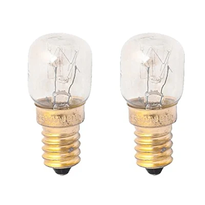 Imagen de 2 bombillas para horno y microondas, casquillo E14 ST22, 15 W, 230 V, 80 lúmenes, 2800 K, resistente a altas temperaturas hasta 300 grados