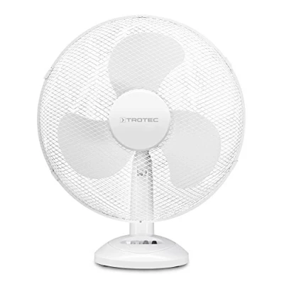 Imagen de TROTEC Ventilador de Mesa TVE 14, 50 W, Oscilación Automática 90, 3 Velocidades, Base Apoyo estable y Antideslizante, Portátil, Silencioso, Oficina, Hogar, Blanco