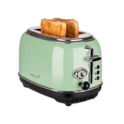 Imagen de Korona 21665 Tostador 2 rebanadas menta indicador de nivel tostado descongelar tostar recalentar 810 vatios accesorio para panecillos bandeja recogemigas