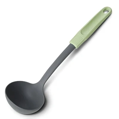 Imagen de Fackelmann Ecolution Cazo, Cazo para Sopa Fabricado con Materiales Sostenibles a partir de Fibras Madera y Plástico Orgánico, 31,5x9 cm, Color Verde Menta Gris Piedra, 1 ud.
