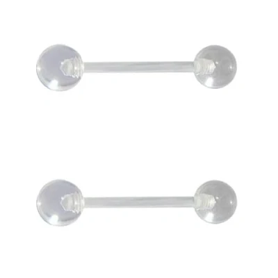 Imagen de DENI 2 Piercings lengua transparente con barra flexible 16mm de largo, material bioplast antialergico