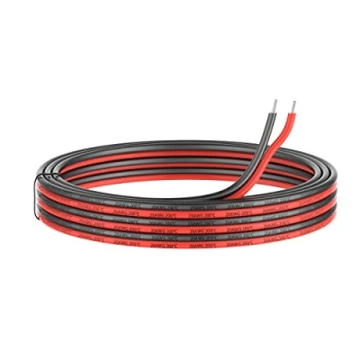 Imagen de 0.52 mm² 2 Conductor Cable de silicona paralelo 10Metros [negro 5M rojo 5M] 20awg cables conexión cobre estañado trenzado sin oxígeno Resistencia a altas temperaturas
