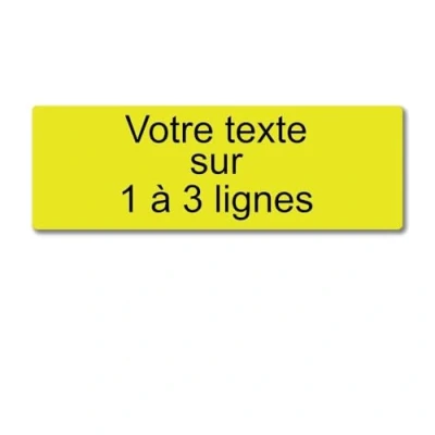 Imagen de Placa grabada personalizada de 1 a 3 líneas, 20 x 6,5 cm, autoadhesiva, color amarillo