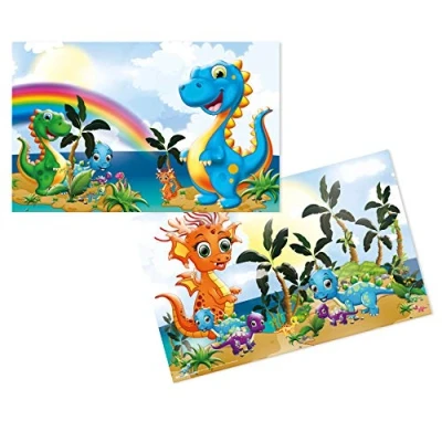 Imagen de HERMA 19673 Juego de 3 alfombrillas escritorio para niños (cartón, 55 x 35 cm), diseño dinosaurios
