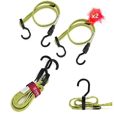 Imagen de MAGMA 2 Pulpos Elásticos Planos de Sujeción 1m. Reflectantes. Longitud Ajustable. Tensor Plano para no Dañar la Carga. Bungee Cuerda Elástica Equipaje Coche Moto Bici Camping Toldos Lonas. Amarillo