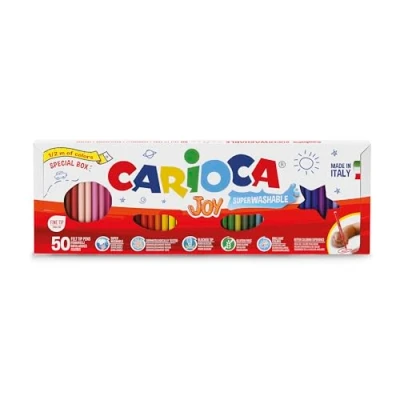 Imagen de Carioca Rotuladores Joy Punta Fina Caja de 50 Superlavables y con Gran Cobertura Ideales para Dibujar Colorear Colores Surtidos Ø 2,8 mm piezas
