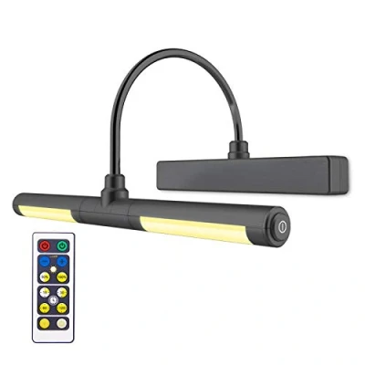 Imagen de HONWELL Luz LED Inalámbrica a Batería con Control Remoto, Cabezal de Giratorio 13 Pulgadas 3 Modos Iluminación, Regulable Marco Luces Lámpara Pared para Pintar,Espejo, Color Negro