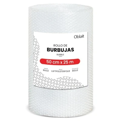 Imagen de Rollo de plástico burbujas 50 cm ancho x 25 metros longitud papel embalaje mudanza