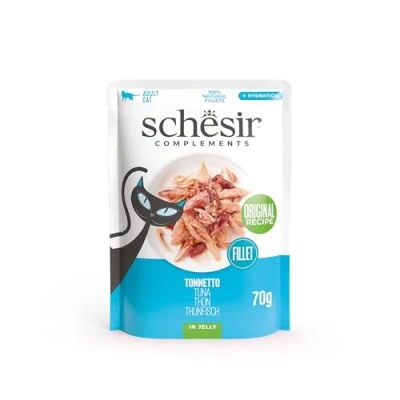 Imagen de Schesir, Filetes de Atún en Gelatina, Comida Húmeda Complementaria para Gatos, Bolsas, Receta Original, 100% Natural, 12 x 70g
