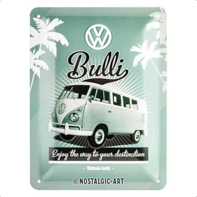 Imagen de Nostalgic Art Cartel de Chapa Retro VW Bulli T1 Idea Regalo Furgoneta Volkswagen, metálico, Diseño Vintage para decoración Pared, 15 x 20 cm