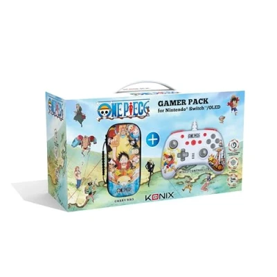 Imagen de Konix Paquete de accesorios juego One Piece para Nintendo Switch y OLED, funda protectora, mando con cable