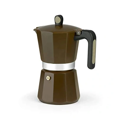 Imagen de MONIX New Cream Cafetera Italiana de Aluminio, Capacidad 6 Tazas, Apta para Todo Tipo cocinas incluida inducción