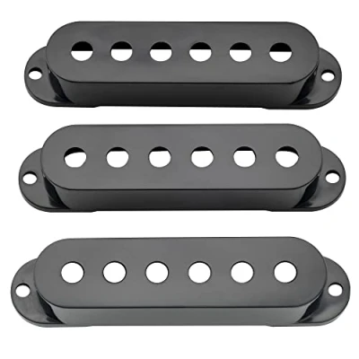 Imagen de Musiclily Pro Plástico 50/50/52mm Cubiertas Pastillas de Bobina Simple para Guitarra Import Strat Squier, Negro(Set 3)