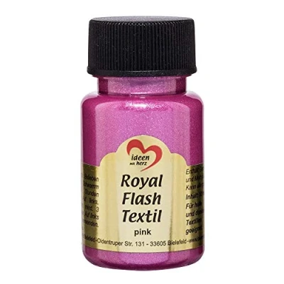 Imagen de Ideen mit Herz pintura textil metalizada Royal Flash Color Metálico de Alto Brillo Adecuado para tejidos y telas Claros Oscuros Camisetas, Bolsos, Ropa 50 ml (rosa)