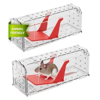 Imagen de Roshield 2 X Trampas humanas para Ratones en Interiores y Exteriores, Trampa de plagas atrapar Vivos. Amigable con Mascotas niños. Reutilizable roedores Ratones.