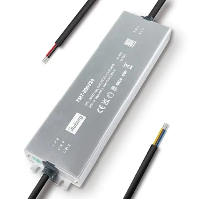 Imagen de illuburg Transformador LED 24V 300W Impermeable IP67 Sin Parpadeo para Tira Fuente de Alimentación Driver