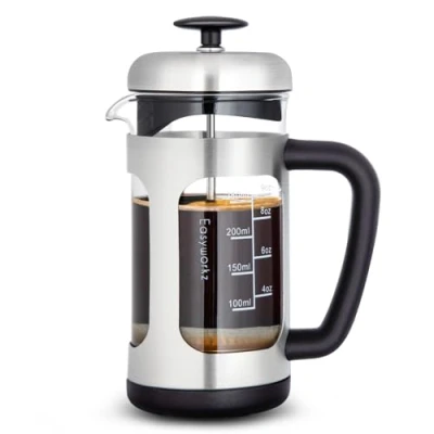 Imagen de Easyworkz Cafetera de prensa francesa Acero Inoxidable,vidrio borosilicato resistente al calor, 350ml Plateado