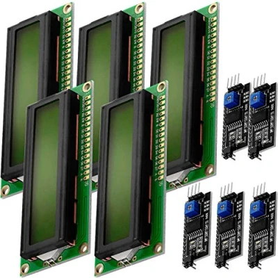 Imagen de AZDelivery 5 x HD44780 16x2 Modulo LCD Display Bundle con Interfaz I2C 2x16 Caracteres Compatible Arduino E Book Incluido! (con Fondo Verde y Negros)