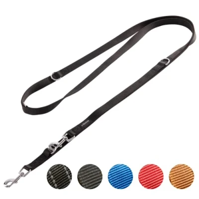 Imagen de Vitazoo Correa de Perro Ajustable a 4 Longitudes para Grande adiestramiento Larga 3 M en Negro con Mosquetones Ángulo Rotativo