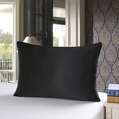 Imagen de TOWNSSILK Funda de Almohada 100% Seda Morera, cuida el Cabello y la Piel, Ambos Lados 19 Momme, 1 Unidad,Negro， 40 x 60 cm