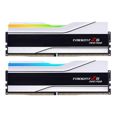 Imagen de G.SKILL Trident Z5 Neo RGB Series (AMD Expo) DDR5 RAM 64 GB (2 x 32 GB) 6000MT/s CL30 36 96 1.40 V Memoria UDIMM para computadora de escritorio Blanco mate (F5 6000J3036G32GX2 TZ5NRW)