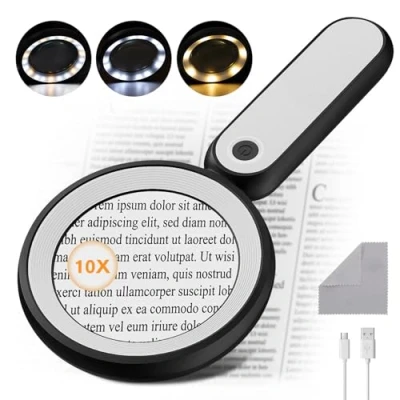 Imagen de MoKo Lupa con Luz, de Mano 30X para Lectura, Iluminada 21 Luces LED y 3 Modos, Lupas Recargables Mayores Lectura Inspección Exploración