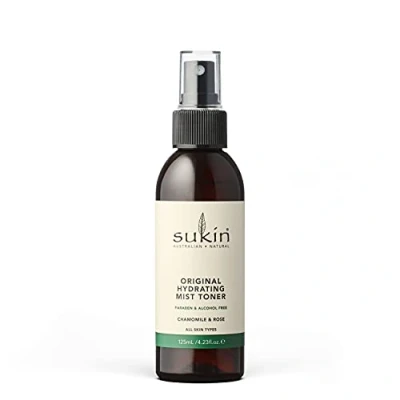 Imagen de Sukin Hydrating Mist Toner Spray 125 ml Tónico Facial Sin Alcohol Manzanilla y Agua de Rosas Calma, Puifica Refresca
