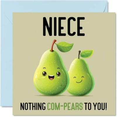 Imagen de tarjetas de cumpleaños para sobrina, Nothing Com Pears, divertida tarjeta feliz sobrina tío tía, regalos cumpleaños, 145 mm x mm, felicitación