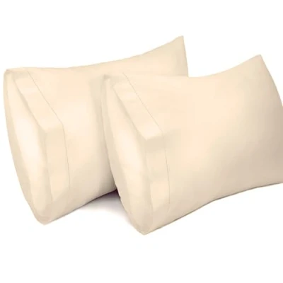 Imagen de Lirex 2 Paquetes Fundas de Almohada, 100% Algodón Transpirable Almohada la Cubiertas (40 x 60 cm, Blanco Crema)