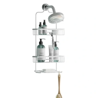 Imagen de Zenna Home Inoxidable, Cromo Satinado NeverRust Organizador de Ducha a Prueba óxido, 2 estantes y Bandeja jabón, Aluminio, Satén Cromado, Shelf