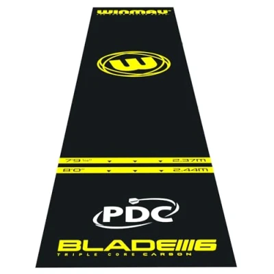 Imagen de Winmau Alfombrilla para dardos Pro Zone Essential de PVC con líneas ocre punta suave y acero, protección tablero