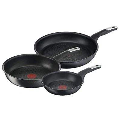 Imagen de Tefal G25591 Unlimited On Juego de 3 sartenes 24/28 cm y sartén wok 28 cm, revestimiento antiadherente resistente a los arañazos, señal térmica, todo tipo fuegos + inducción, fácil