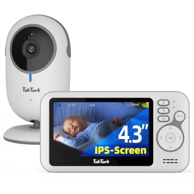 Imagen de TakTark Camara Vigilancia Bebe, 4.3&#039;&#039; Vigilabebes Inalámbrico, Monitor con Visión Nocturna, VOX, Comunicación Bidireccional, Sensor de Temperatura, Sin Interferencias Luz, Sólo Movimiento