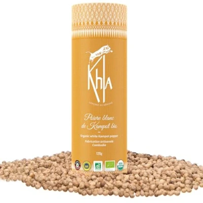 Imagen de Khla Pimienta Blanca de Kampot Orgánica 120g en Grano Fuerte y Potente Ingrediente Cocina Directo del Productor Especia Asiática Origen Camboya