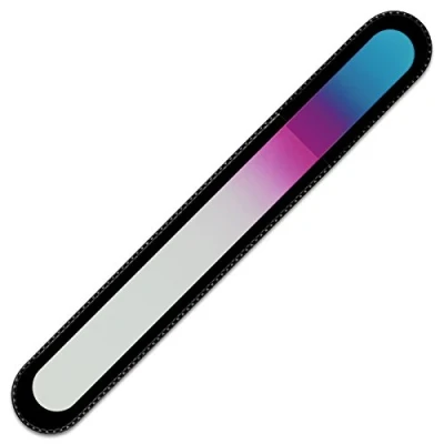 Imagen de Mont Bleu Grande lima de uñas cristal color en estuche terciopelo negro, vidrio templado checo auténtico, Garantía por vida Fabricado a mano la República Checa